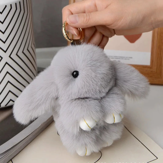 Fluffy Bunny Plush Keychain